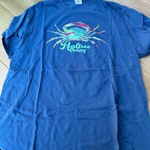 Realtree Blue Tee with Vibrant Crab Design